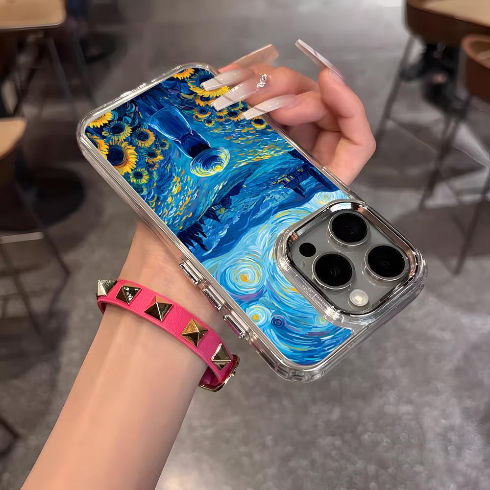 Чехол для телефона 'Звездная ночь' и 'Подсолнухи' Ван Гога для IPhone 17 Air 16 15 14 13 12 11 Pro Pro Max Plus Прозрачный Мягкий Чехол
