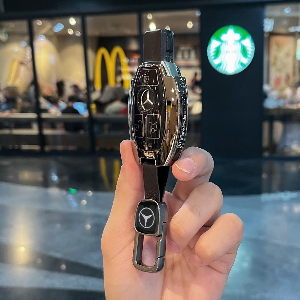 PZQ2   Car Key Bag Case Cover For Mercedes Benz 2023 2024 Glc300L Glc260L C260L C20 C Class Car Key Cover Suede Shell Protector Styling