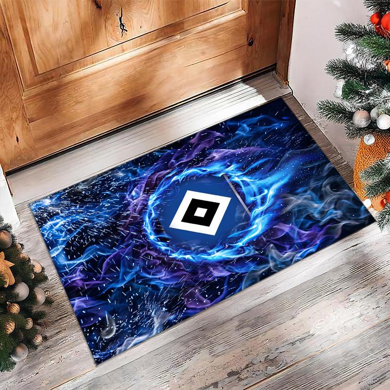 Hamburger SV Football Print Crystal Velvet Rug, Comfortable Water Absorbent Non Slip Indoor Floor Carpet