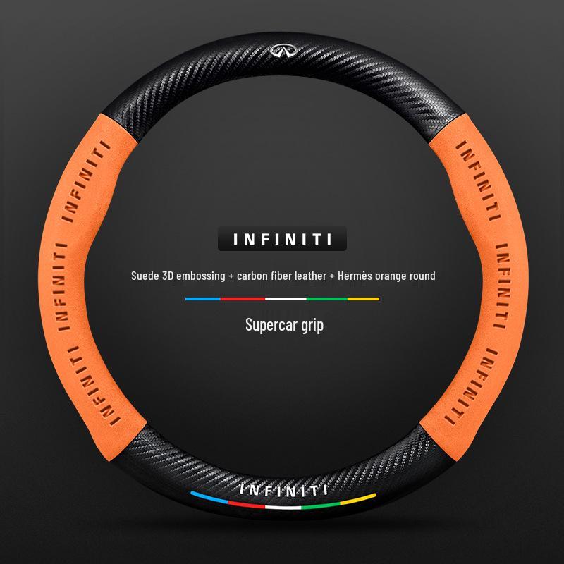 Infiniti Special Car Steering Wheel Cover - Genuine Leather, Suede, Carbon Fiber, Universal, Breathable, All-Season