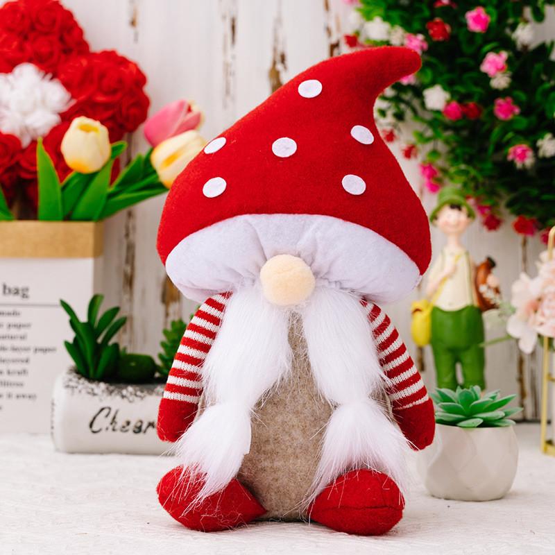 Очаровательная плюшевая кукла старика Безликого в красной шляпе с грибной головой для домашнего декора