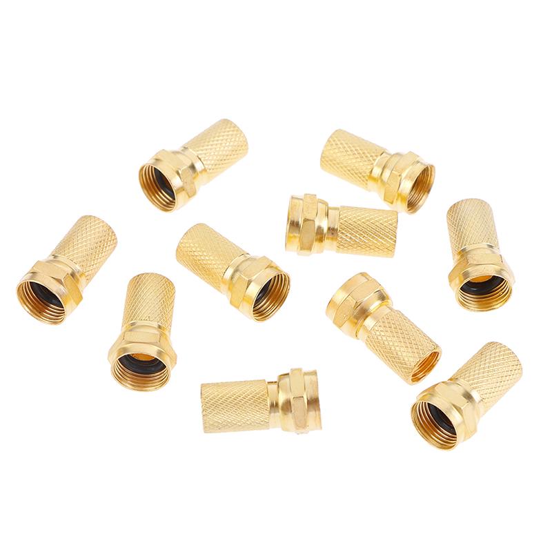 10 шт. скручивающиеся вилки коаксиального кабеля Rg6 типа F, латунный разъем, медь