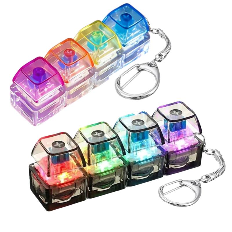 HOT New Cat LED Keyboard Keychain Fidget Toy - Clickable Buttons Stress Relief, Portable Desk key Accessory Pendant Decor Gift