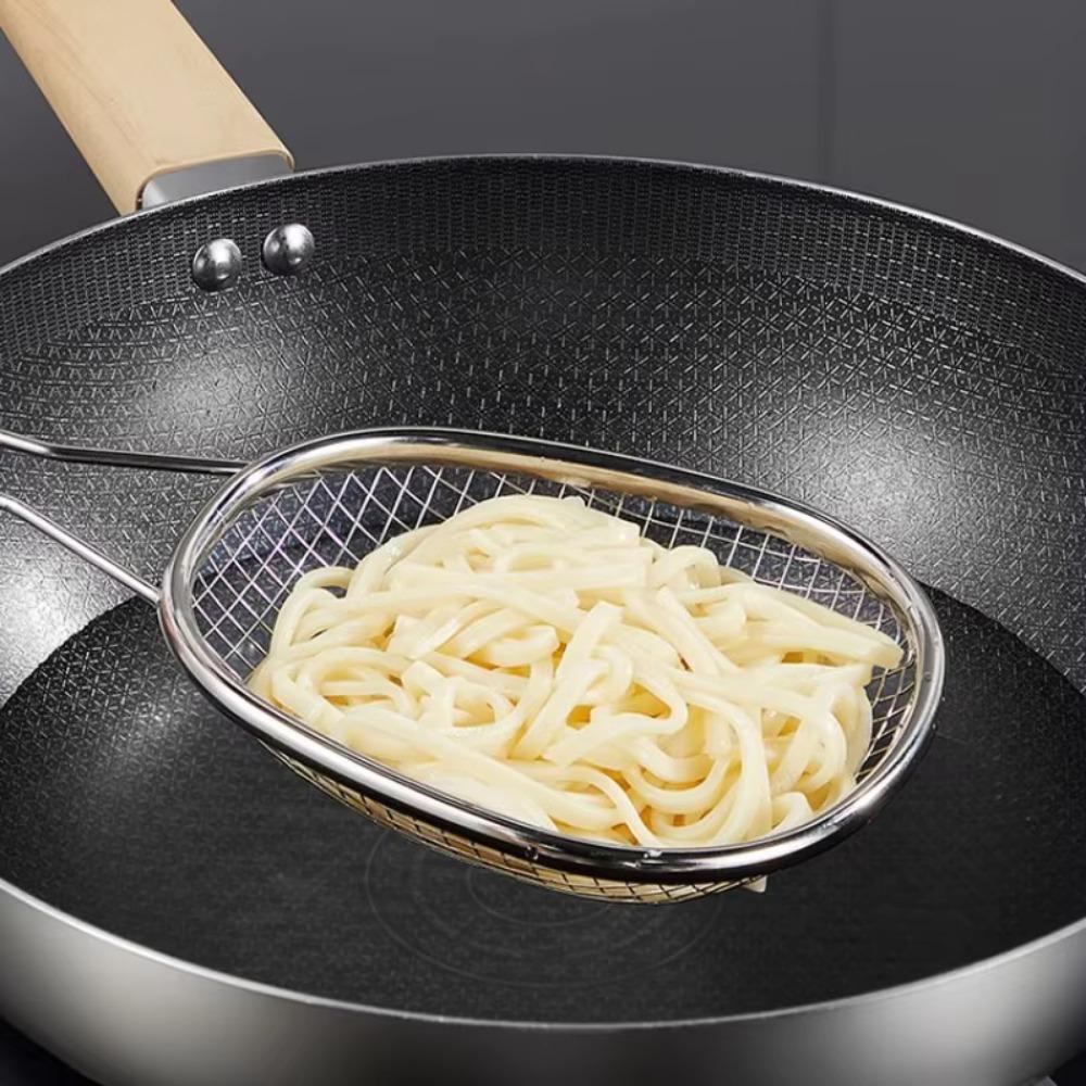 Convenient Draining Spoon Oval Frying Strainer Spoon Stainless Steel Strainer Scoop  Baking
