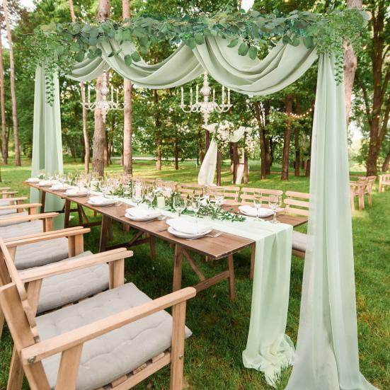 Wedding Arch Drape Curtain Draping Ceremony Reception Hanging Decoration Veil Seaside Background Decor for Banquets Engagements Parties