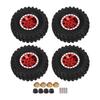 4PCS 55mm 8 Hole Rubber Wheel Tires Aluminum Alloy Wheel Rims for Axial SCX24 124 RC CarRed