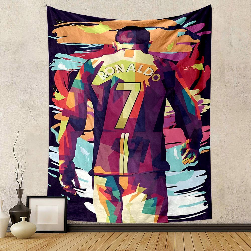Abstract Soccer Player with Number 7 Patterned tapestry home decor, suitable for bedroom and living room, gift