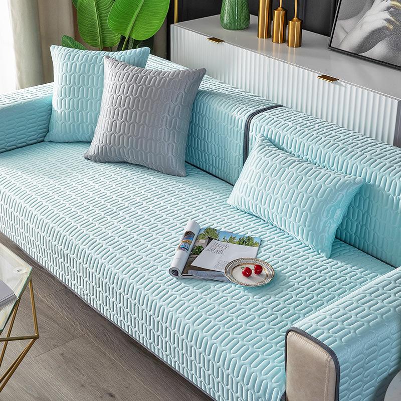 Однотонный нескользящий латексный чехол для дивана из ледяного шелка, подушка для сиденья, чехол для дивана для гостиной, подлокотник, полотенце, L-образный угловой чехол для дивана
