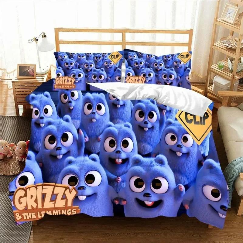 3D G-Grizzy and The Lemmings Bedding Set Duvet Cover Comforter Bed Single Twin Full Queen Youth Kids Girl Boys Gift Bed Sheets
