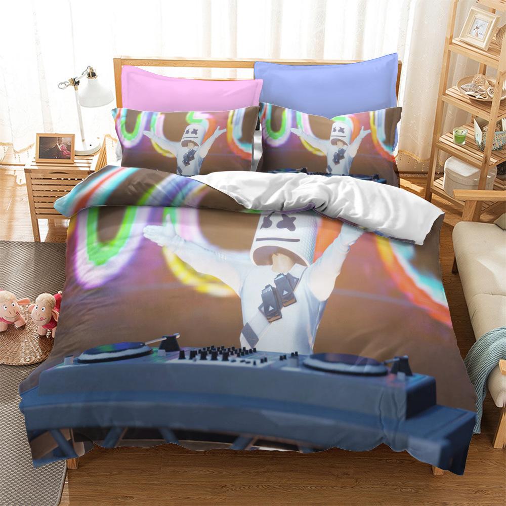 Домашний текстиль Постельное белье Комплект из трех предметов 3D цифровая печать Мультяшное одеяло с зефиром Наволочка