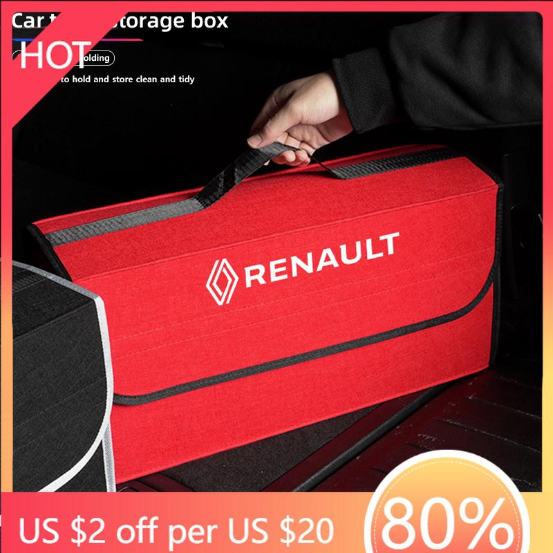 For Renault 2026 New Hub Caps Car Trunk Organizer Storage Bag Soft Felt Foldable Tidying Case For Renault QM6 Clio Koleos Megane