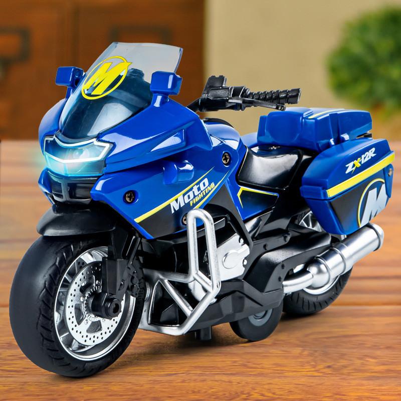 Полицейский мотоцикл, литая модель со светом и звуком для детской игры