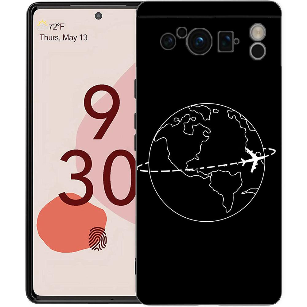 Мультяшная карта мира направление Пейзаж Чехол для телефона Для Google pixel 9 8 7 6 Pro 8A 6A 7A 5G Силиконовый Ударопрочный Черный Чехол
