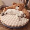 Cat Bed Warm Bear Shape Pet Sleeping Mat for Small Medium Dogs Cats Soft Cozy Cat Sofa Non-slip Puppy Kitten Nest Pet Supplies