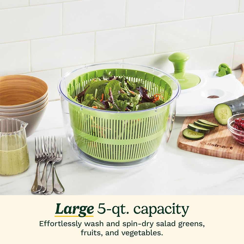 LMETJMA 5 L Large Salad Spinner Vegetable Washer Dryer Drainer Strainer with Bowl Colander Multi-Use Lettuce Spinner JT252