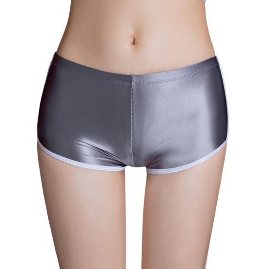 Women Underpants Smooth Ice Silk Solid Color Mid Waist Moisture-wicking Slim Fit High Elasticity Daily Wear Lady Boxers