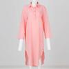 Women's Solid Color Button Slit Loose Breathable Casual Shirt Cotton Linen Dress