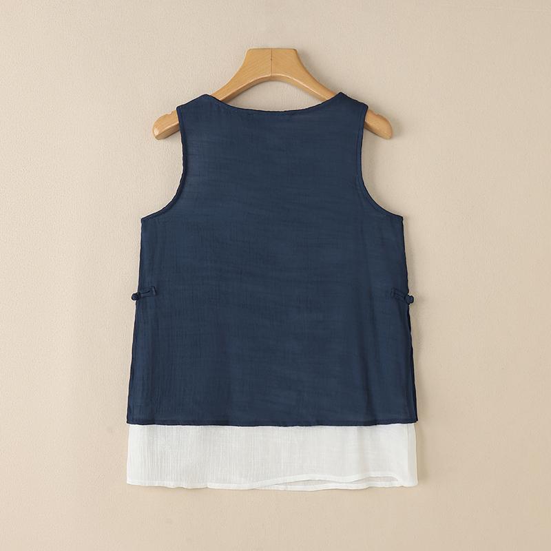 ZANZEA Women Summer Loose Casual O-neck Sleeveless Double Layer Tank Tops
