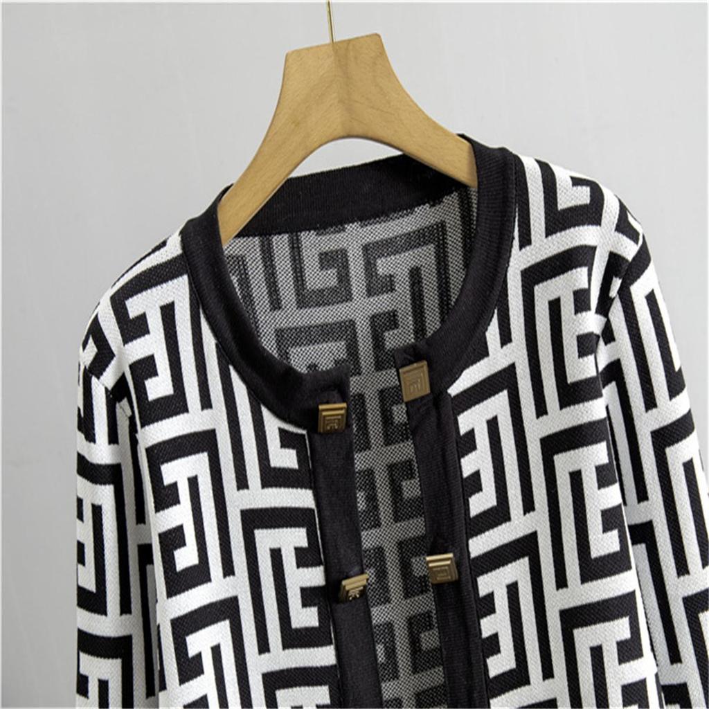 Модный костюм Женский осенний темперамент Вязаный свитер Куртка Жилет Платье Набор из двух предметов