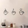 3x Coffee Cup Wall Decor Ornament Metal Elegant Modern Gift Decoration Sign for Office