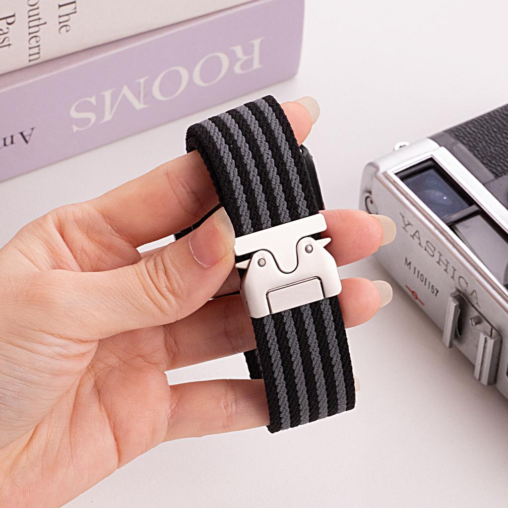 Watch Band for Apple Watch Series 10 9 8 7 SE 6 5 4 3 2 1 42mm 41mm 40mm 38mm 4-Stripe Parachute Buckle Nylon Strap
