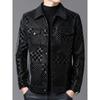 Men's Jackets, Spring and Autumn Lapels, Fashionable Leather Jackets, Men's Casual Jackets, Plaid Trendy Tops, Handsome Korean Style
