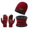 1 Set Men Winter Hat Scarf Gloves Set Thick Knitted Soft Warm Elastic Colorful Ear Protection Five Fingers Windproof Winter Outdoor Cycling
