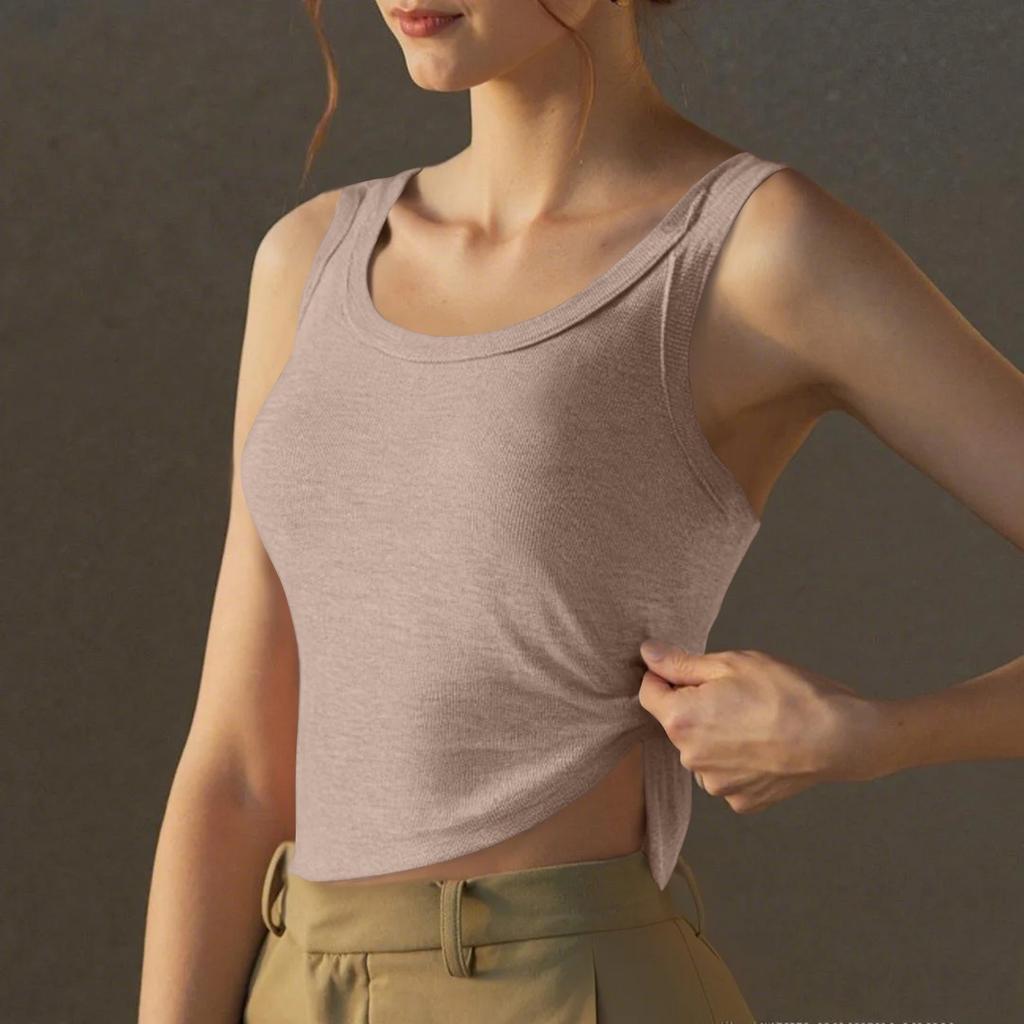 Женская майка-бюстгальтер с чашечками, женский однотонный бюстгальтер, внутренний слой, внешний слой, базовая рубашка