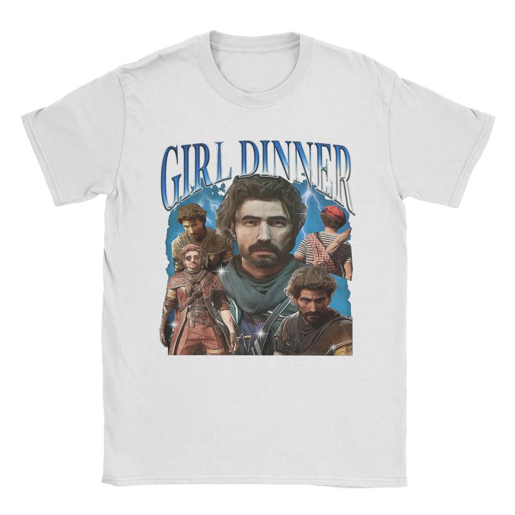 Girl Dinner Gustave Clair Obscur Expedition 33 T Shirts Unisex Cotton Funny Tshirts Crew Neck Tee Shirt Short Sleeve Tops Party