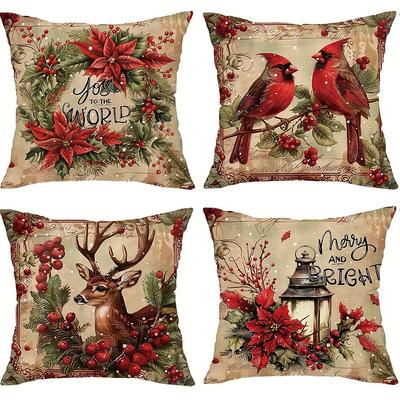 Рождественское украшение наволочка ретро рождественское красное платье епископ олень гирлянда принт диванная подушка чехол украшение для дома