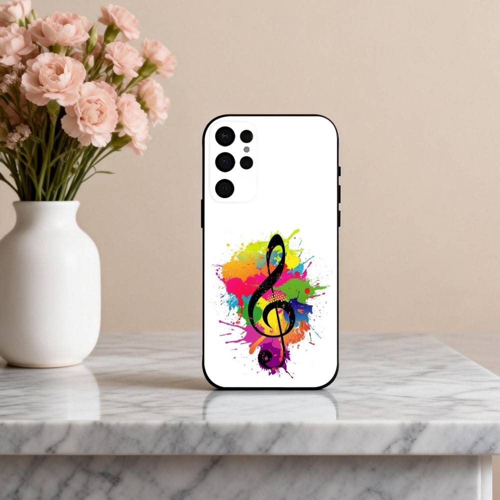 M-Music Art T-Treble Clef Phone Case For Samsung S25,24,23,22,30,21,10,9,Ultra,Plus,Lite,FE,4,5 G Soft Black Case