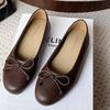 Модные весенние новые туфли на плоской подошве женские с круглым носком, с мелким вырезом, с бантом-бабочкой, на мягкой подошве, противоскользящие, износостойкие, одинарные туфли