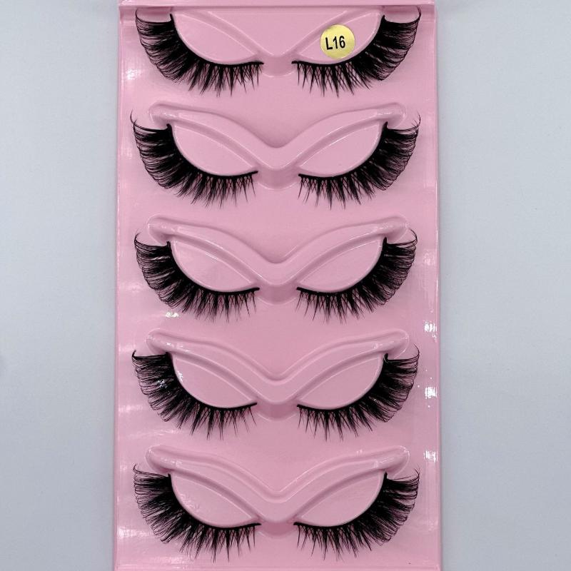 Makeup 5 Pairs Cat Eye Lashes Faux Eyelashes Eye Elongated False Eyelashes