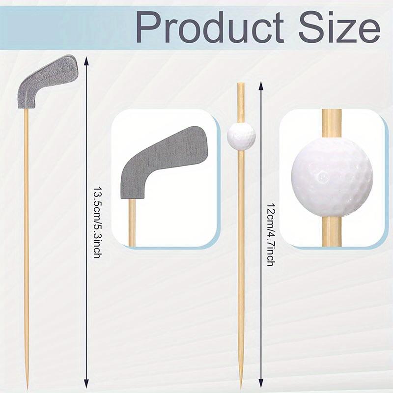 Набор из 200 бамбуковых палочек для коктейлей в форме клюшек для гольфа длиной 4,7 дюйма — идеально подходит для украшения фруктов, напитков на тему гольфа, блендеров, закусок и других блюд