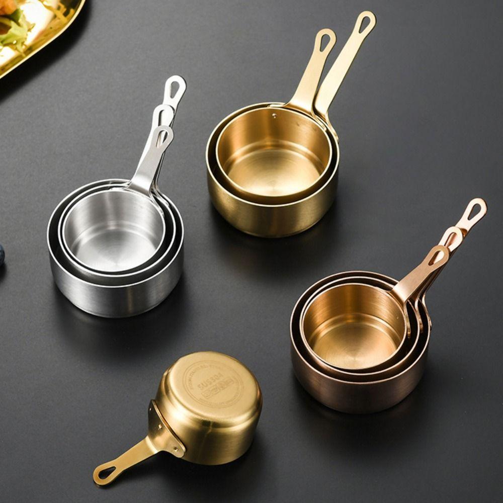 Stainless Steel Sauce Cup with Handle Mini Sauce Pan Measuring Cup Seasoning Bowl  For Kitchen