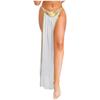 Womens Ancient Queen Costume Briefs Chiffon Skirt Metallic Shiny Side Slit Gold Trims Halloween Outfit