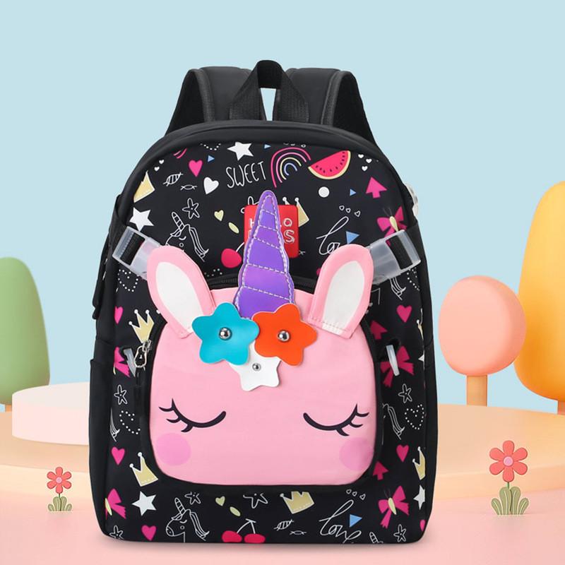Charming Unicorn Print Kids Backpack Ideal For School Spacious Design With Breathable Material