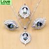 Natural Mystic Rainbow Cubic Zirconia 925 Silver Jewelry Sets For Women Wedding Earrings /Pendant /Rings /Necklace Set