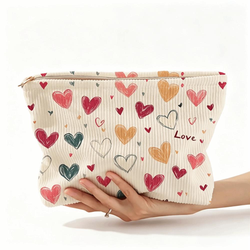 Letter Color Makeup Bag Corduroy Makeup Pouch Fashion Travel Toiletry Bag Travel