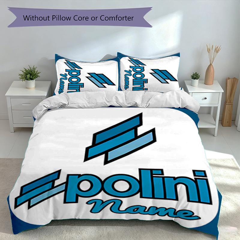 3pcs Custom Name Polini logo Bedding Set,Includes 1 Duvet Cover and 2 Pillowcases,All-season Bedroom Decor