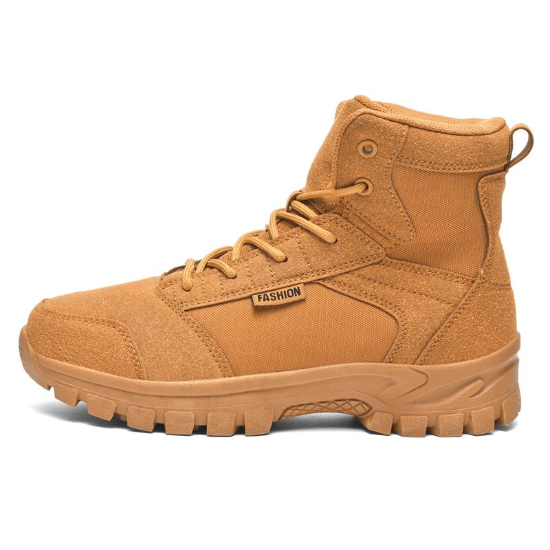 Fashion Casual Leather Mens Mid-Calf Boots Comfy Male Desert Ankle Boots Outdoor Non-Slip Hiking Shoes 2025 New Motorcycle Boots Botas