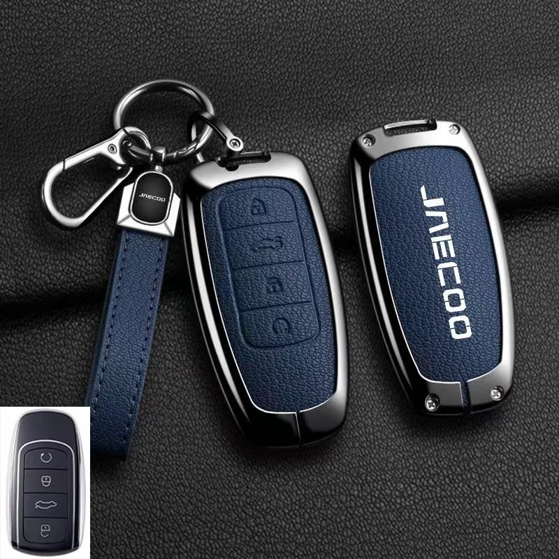 Car Remote Key Case Cover For Omoda JAECOO J7 J6 J7 J8 Phev 2025 2024 2023 Ruigu 9 Zinc Alloy Leather Auto Keychain Accessories