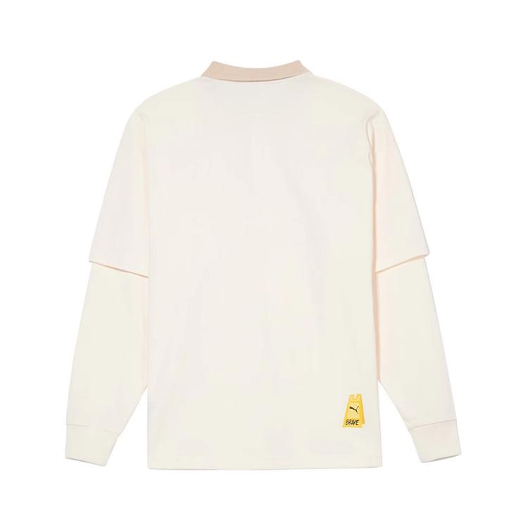 Puma Classics Comfortable Long Sleeve Polo Shirt Men Tops Beige 539973-65