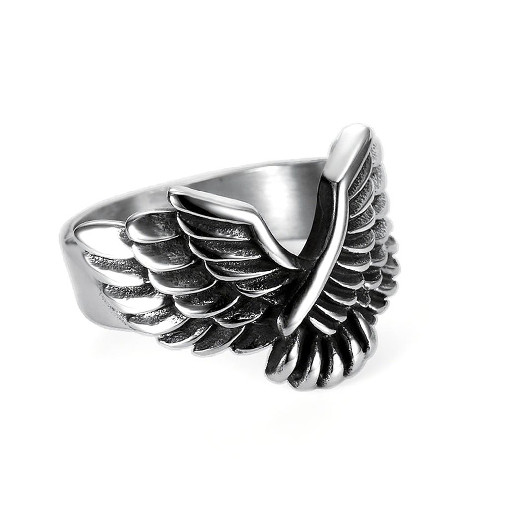 Новое, уличное, личностное, ретро кольцо с летящим орлом для мужчин, кольцо из нержавеющей стали с перьями крыльев