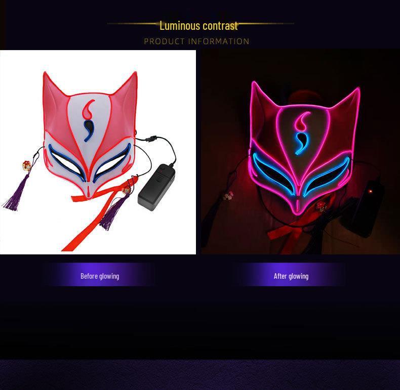 Светящаяся маска лисьего демона Хэллоуина Onmyoji