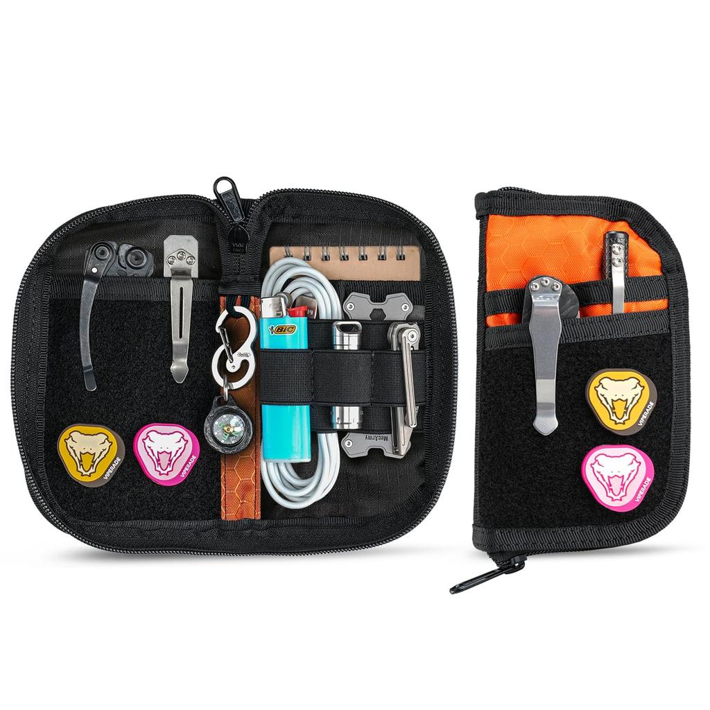 VIPERADE VE22 EDC EDC Pocket Organizer for Nylon Compact Pocket Small EDC Organizer Pouch Pouch, Men, Multi-Tool, 4-Pocket Organizer, (Orange)