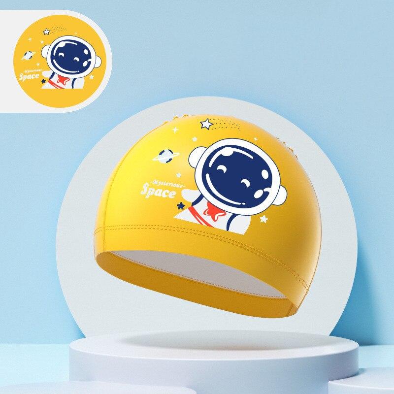 Детские шапочки для плавания для мальчиков и девочек, детская милая шапочка для плавания с героями мультфильмов, высокоэластичная водонепроницаемая шапочка для защиты ушей из искусственной кожи