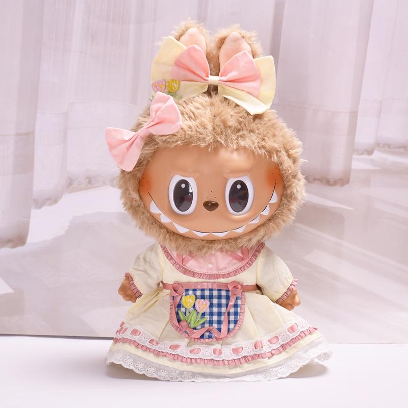 Плюшевая кукла Labubu 38 см Набор повседневной одежды с шляпой (Только одежда)