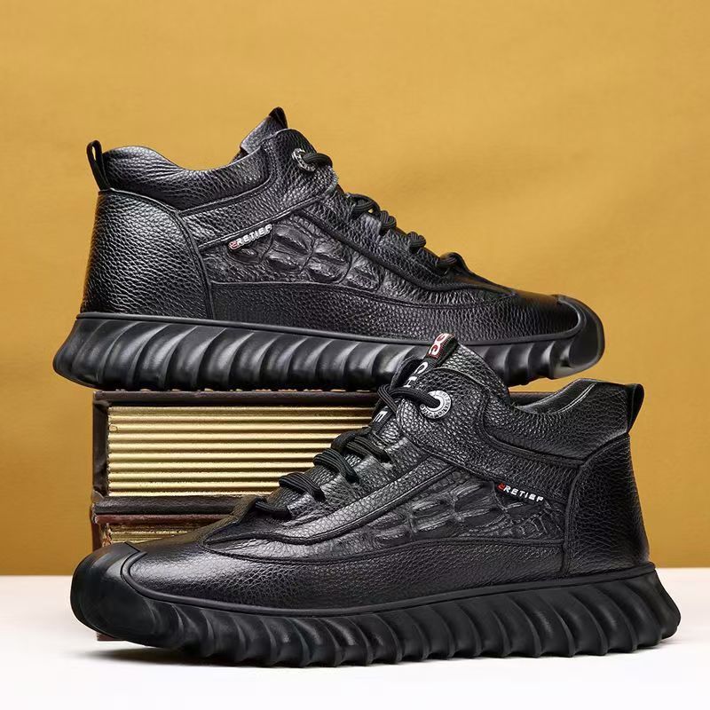 Зимние практичные новые мужские хлопковые туфли бархатные теплые высокие хлопковые сноубутсы папины туфли ботинки Мартин