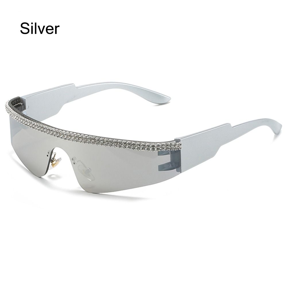 Trendy Diamond Shades Hip Hop Futuristic Wrap Around Sunglasses Y2K Sunglasses Visor Eyewear One Piece Goggles2